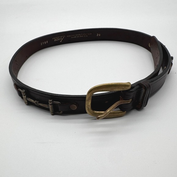 Tory Leather Accessories - Tory Dark Brown English Bridle Leather Brass Buckle Belt Size 28 Equestrian